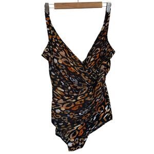 Miraclesuit Swimsuit 6 Women Brown One Piece Stretch Vacation Beach Summer Slims